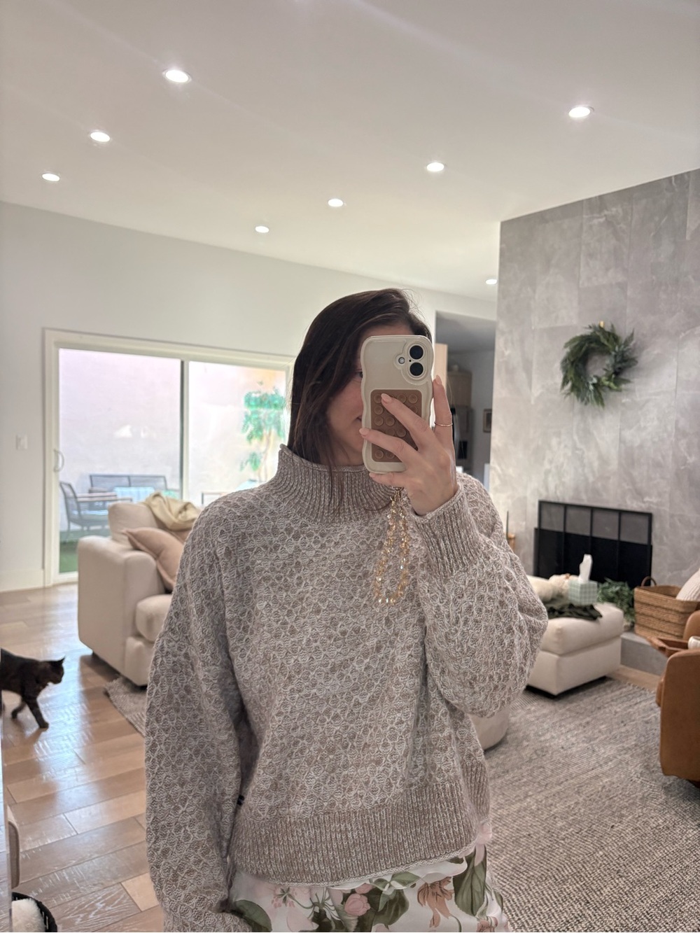 Calvin Klein Jeans  Turtleneck Sweater in Brown & Cream